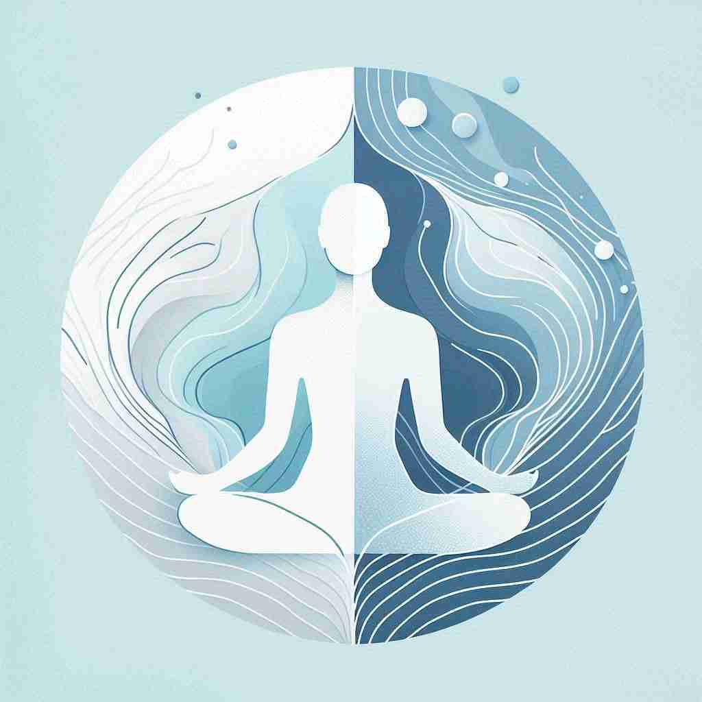 Silueta en postura de mindfulness formal. Representando los dos tipos: Fijado y libre